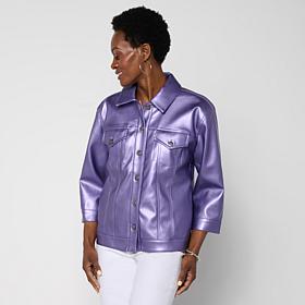Colleen Lopez Pearlized Faux Leather Jacket