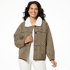 Colleen Lopez Plaid Jacket with Faux Fur Collar