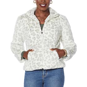 Colleen Lopez Print Faux Fur Bomber Jacket