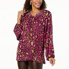 Colleen Lopez Printed Blouse with Novelty Neckband