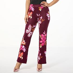 Colleen Lopez Printed Ponte Knit Bootcut Pull-On Pant