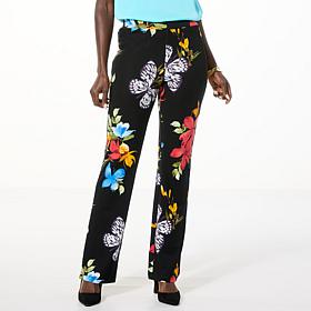 Colleen Lopez Printed Ponte Knit Bootcut Pull-On Pant