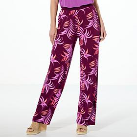 Colleen Lopez Printed Pull-On Pant with Solid Trim