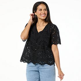 Colleen Lopez Relaxed Eyelet Shirt Jacket