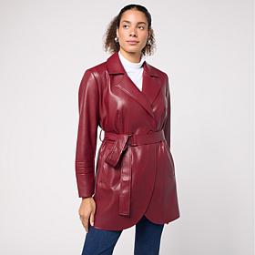Colleen Lopez Signature Faux Leather Jacket with Belt