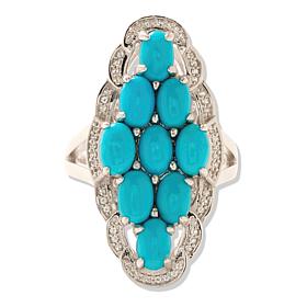 Colleen Lopez Sleeping Beauty Turquoise and Zircon Cluster Ring