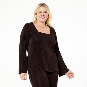 Colleen Lopez Square Neck Top with Bell Sleeves