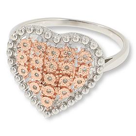 Colleen Lopez Sterling Silver 0.07ctw Diamond Heart-Shape Cluster Ring