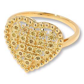 Colleen Lopez Sterling Silver 0.07ctw Diamond Heart-Shape Cluster Ring