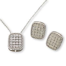 Colleen Lopez Sterling Silver 1/5ctw Diamond Pavé Cushion Jewelry Set
