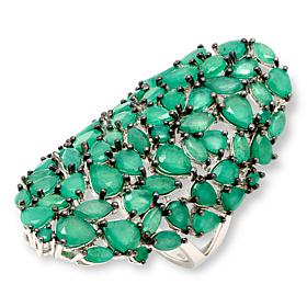 Colleen Lopez Sterling Silver 8.3ctw Emerald Cluster Ring