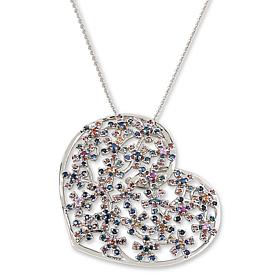 Colleen Lopez Sterling Silver Gemstone Confetti Heart Drop Necklace