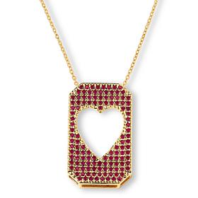 Colleen Lopez Sterling Silver Gemstone Heart Tag Pendant with Chain