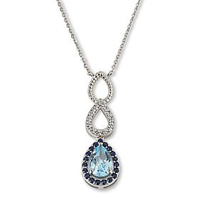 Colleen Lopez Sterling Silver Gemstone Triple-Pear Drop Necklace