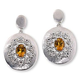 Colleen Lopez Sterling Silver Semi-Precious Gem Oval Drop Earrings