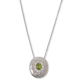 Colleen Lopez Sterling Silver Semi-Precious Gem Oval Pendant w/Chain
