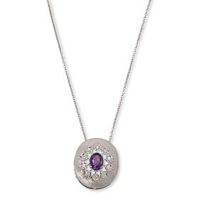 Colleen Lopez Sterling Silver Semi-Precious Gem Oval Pendant w/Chain