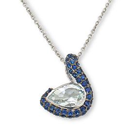Colleen Lopez Sterling Silver White Topaz and Sapphire Necklace