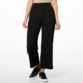 Colleen Lopez Textured Knit Cropped Wide-Leg Pull-On Pant