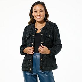 Colleen Lopez Tweed Jacket with Decorative Heart Buttons