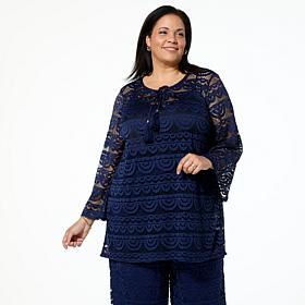 Colleen Lopez Woven Lace V-Neck Tunic
