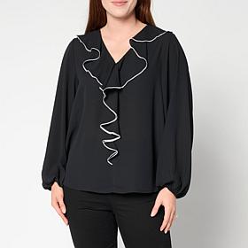 Colleen Lopez Woven Ruffled Blouse