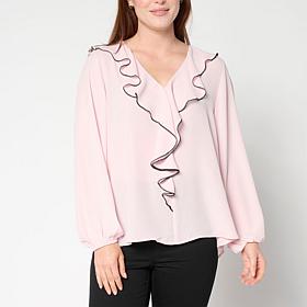 Colleen Lopez Woven Ruffled Blouse