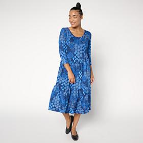 Comfort Code Stretch Jersey Knit Tiered Hem Midi Lounge Dress