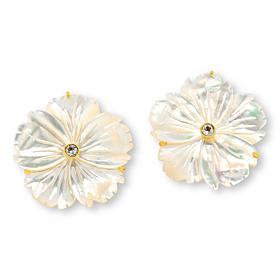 Connie Craig Carroll Jewelry Shell Flower Drop Earrings