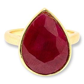 Connie Craig Carroll Red Corundum Pear-Shaped Solitaire Ring