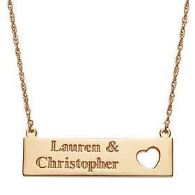 Couple's Names Open Heart Bar Necklace 