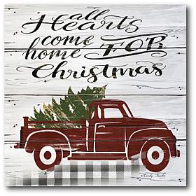 Courtside Market All Hearts Red Truck 14" x 14" Wood Art