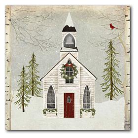 Courtside Market Canvas Wall Art - Snow Barn, 16" X 16"