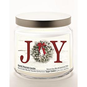 Courtside Market Christmas Joy Candle Glass Jar with Silver Lid