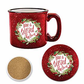 Courtside Market Have a Blessed Christmas 15oz Cozy Mug & Coaster Set