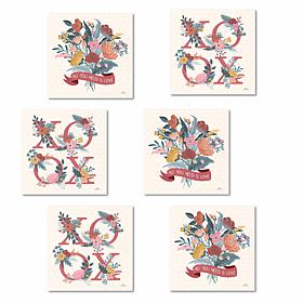 Courtside Market Love Letters VII 4x4 6 Piece Ceramic Coaster Set