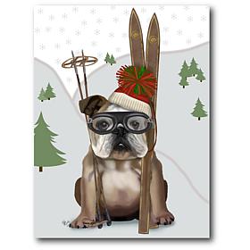 Courtside Market Skiing Bulldog 16x20 Canvas Wall Art
