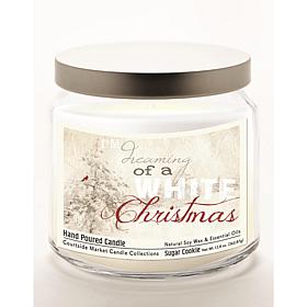 Courtside Market White Christmas Infused Wax Candle with Silver Lid