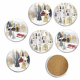 Courtside Market Winter 6-piece Ceramic Coaster Set