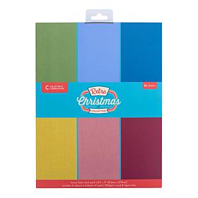 Crafter's Companion Retro Christmas Linen Card Pack - Set of 24 Sheets