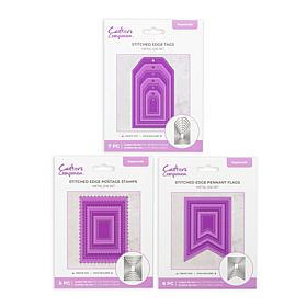Crafter's Companion Stitched Edge Nesting Die Stamp, Flag and Tag 3pk
