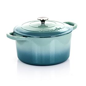 Crock-Pot Artisan 2pc 7Qt Enameled Cast Iron Dutch Oven in Aqua Blue