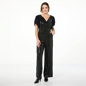 Curations x Nicole Hickl Sequin and Faux Feather Jumpsuit