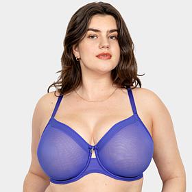 Curvy Couture Sheer Mesh Full Coverage Unlined Underwire Bra