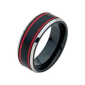 Dante Stainless Steel Men's Black and Red Ring
