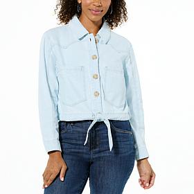 Democracy Button Down Tie-Front Denim Twill Jacket