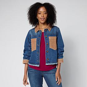 Democracy Mixed Media Ruched Sleeve Denim Jacket