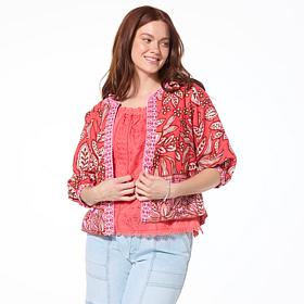 Democracy Reversible Print 3/4 Blouson Sleeve Jacket