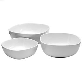 Denmark Porcelain White Soft Square Serving Bowls - Set of 3