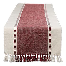 Design Imports 13" x 72" Striped Fringe Ribbed Table Runner